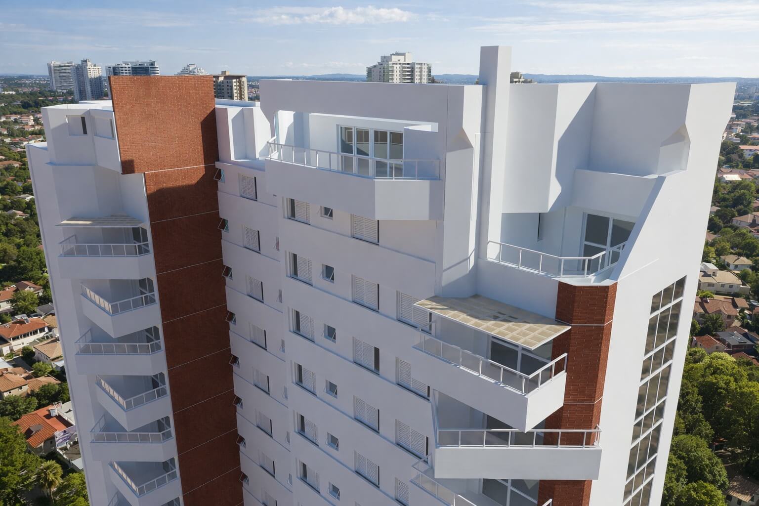 Fachada de edifício residencial com esquadrias de alumínio
